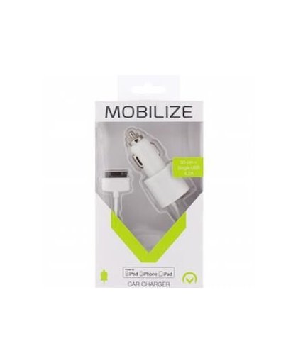 Mobilize USB autolader 4200mA wit +30-pin kabel