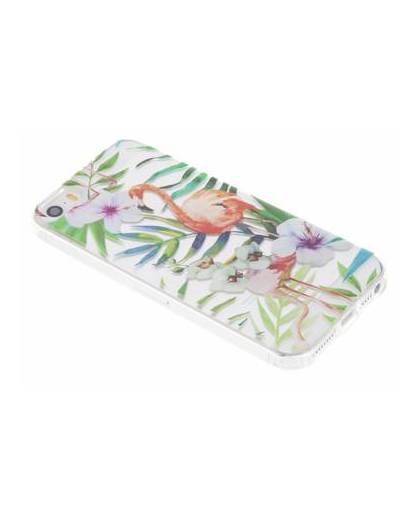 Flamingo flowers watercolor design tpu hoesje voor de iphone 5 / 5s / se