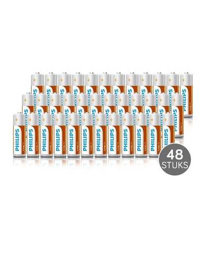 Philips longlife batterijen aa - voordeelverpakking - 48 stuks