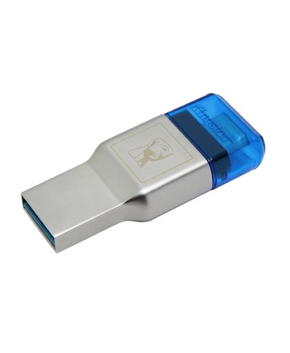Kingston Technology MobileLite Duo 3C geheugenkaartlezer USB 3.0 (3.1 Gen 1) Type-A/Type-C Blauw, Zilver