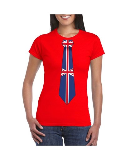 Rood t-shirt met Engeland vlag stropdas dames XL Rood