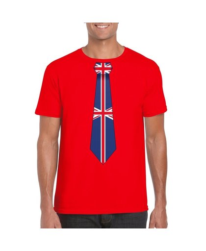 Rood t-shirt met Engeland vlag stropdas heren S Rood