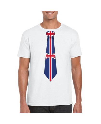 Wit t-shirt met Engeland vlag stropdas heren M Wit