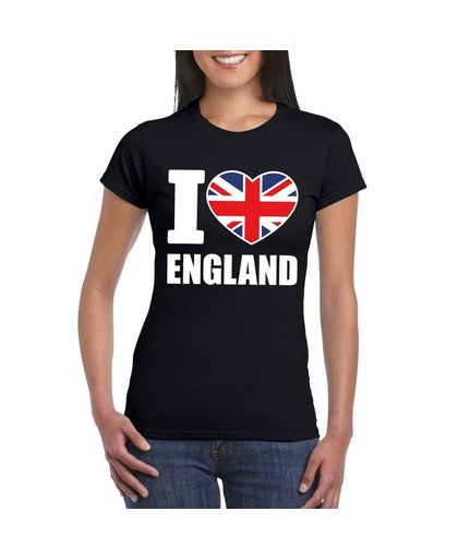 Zwart I love Engeland fan shirt dames S Zwart