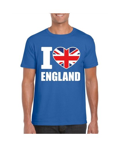 Blauw I love Engeland fan shirt heren S Blauw