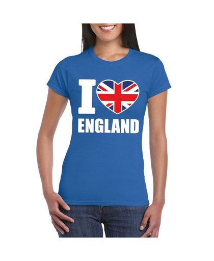 Blauw I love Engeland fan shirt dames S Blauw