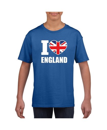 Blauw I love Engeland fan shirt kinderen L (146-152) Blauw