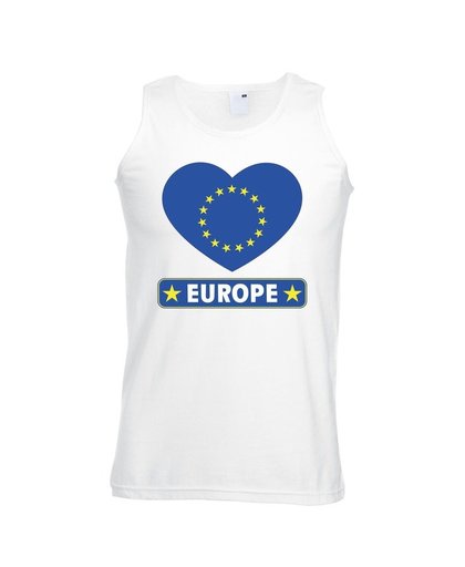 Europa hart vlag singlet shirt/ tanktop wit heren M Wit
