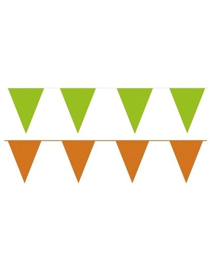 Oranje/Groene feest punt vlaggetjes pakket 80 meter Multi