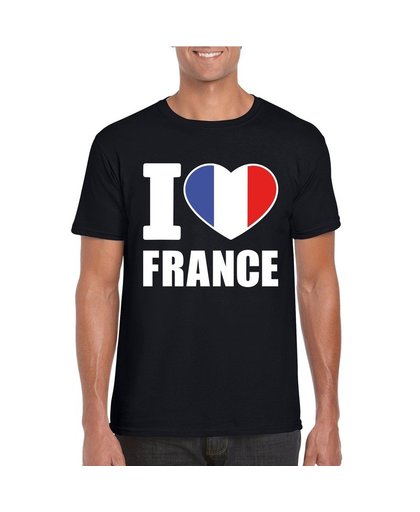 Zwart I love Frankrijk fan shirt heren S Zwart