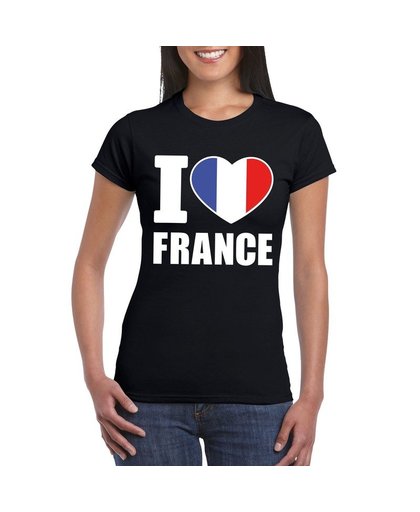 Zwart I love Frankrijk fan shirt dames S Zwart