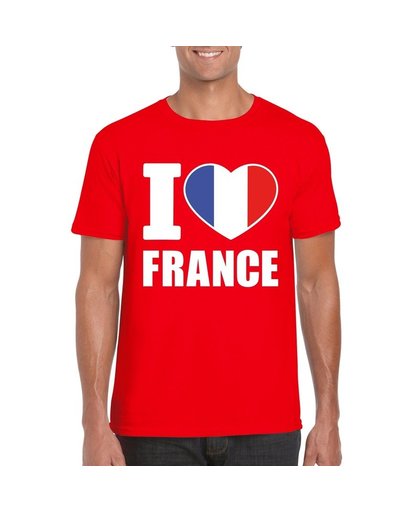 Rood I love Frankrijk fan shirt heren L Rood