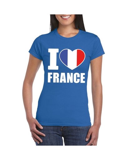 Blauw I love Frankrijk fan shirt dames S Blauw