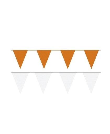 Witte/Oranje feest punt vlaggetjes pakket 80 meter Multi