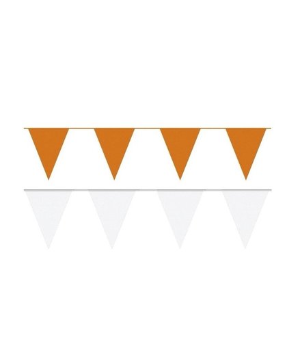 Witte/Oranje feest punt vlaggetjes pakket 120 meter Multi