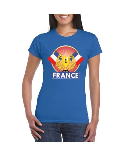 Blauw Frankrijk supporter kampioen shirt dames XL Blauw