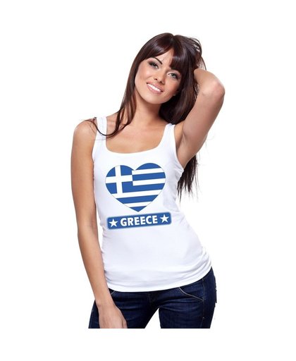 Griekenland hart vlag singlet shirt/ tanktop wit dames S Wit
