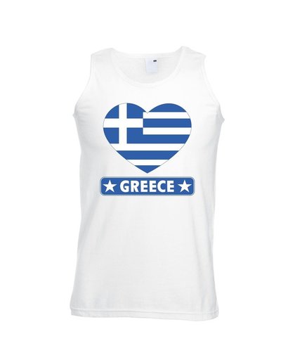 Griekenland hart vlag singlet shirt/ tanktop wit heren L Wit