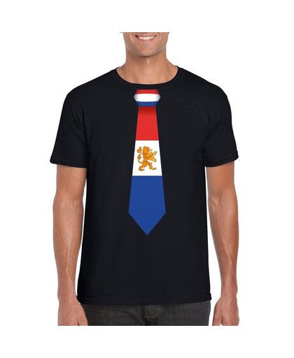 Zwart t-shirt met Nederland vlag stropdas heren L Zwart