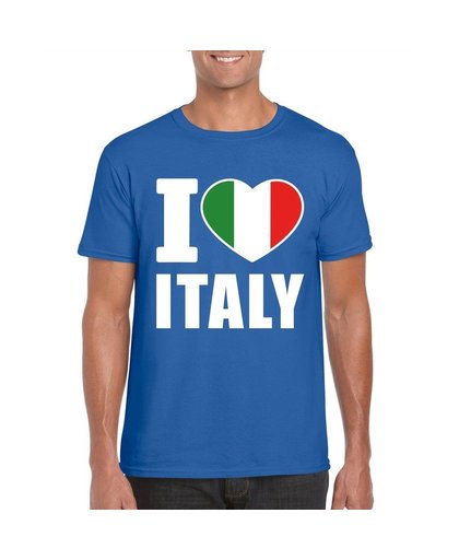 Blauw I love Italie fan shirt heren S Blauw
