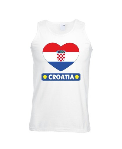 Kroatie hart vlag singlet shirt/ tanktop wit heren XL Wit