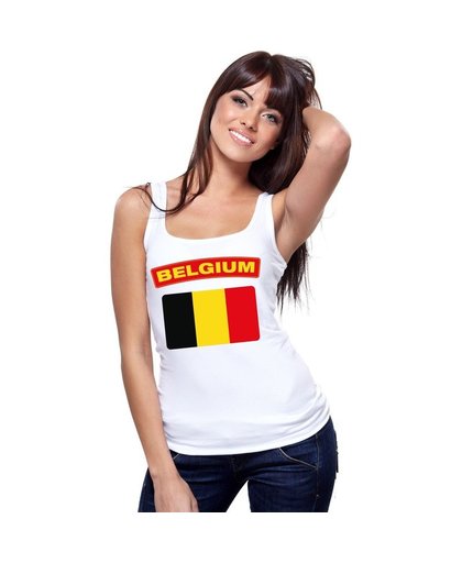 Singlet shirt/ tanktop Belgische vlag wit dames S Wit