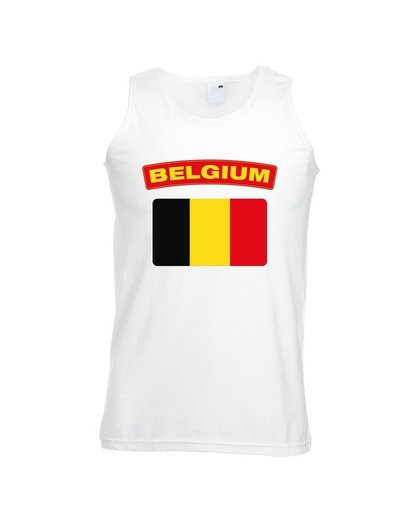 Singlet shirt/ tanktop Belgische vlag wit heren M Wit