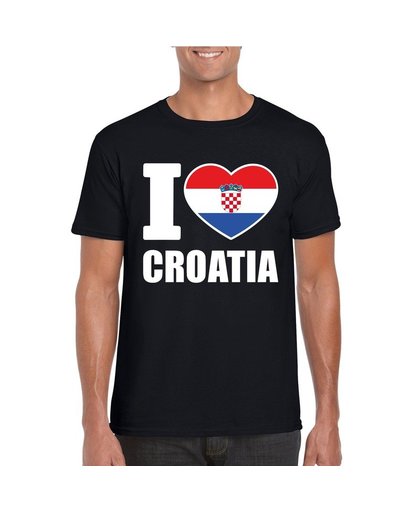 Zwart I love Kroatie fan shirt heren S Zwart