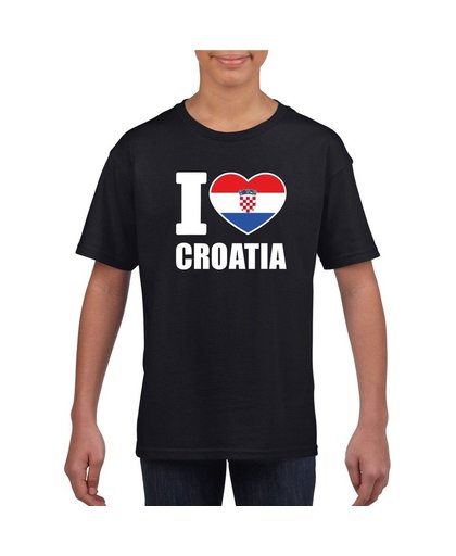 Zwart I love Kroatie fan shirt kinderen S (122-128) Zwart