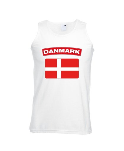 Singlet shirt/ tanktop Deense vlag wit heren S Wit