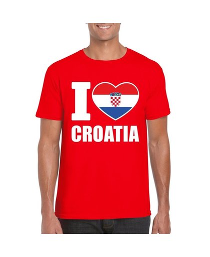 Rood I love Kroatie fan shirt heren L Zwart