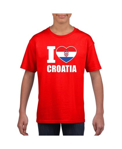 Rood I love Kroatie fan shirt kinderen XS (110-116) Zwart