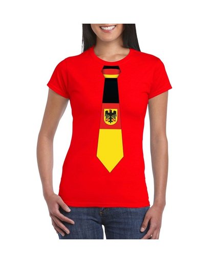 Rood t-shirt met Duitsland vlag stropdas dames M Rood