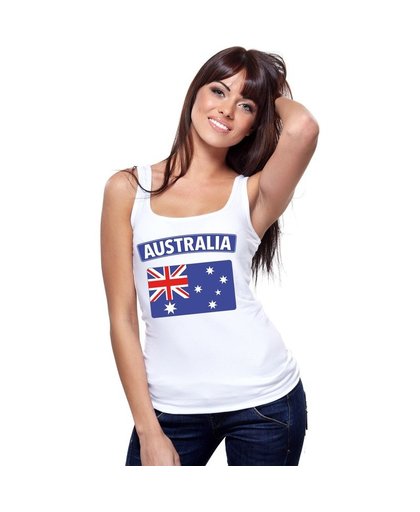 Singlet shirt/ tanktop Australische vlag wit dames S Wit