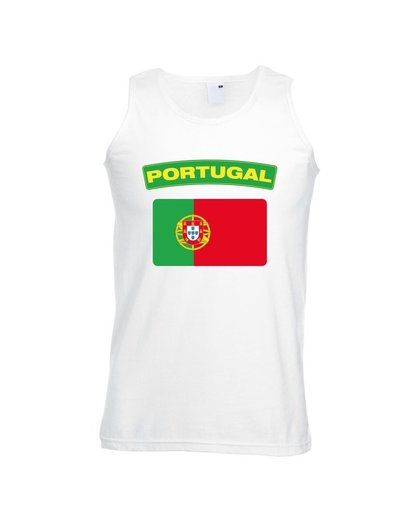 Singlet shirt/ tanktop Portugese vlag wit heren L Wit
