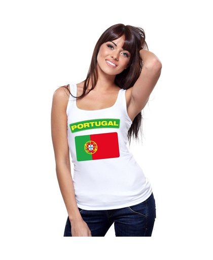 Singlet shirt/ tanktop Portugese vlag wit dames L Wit