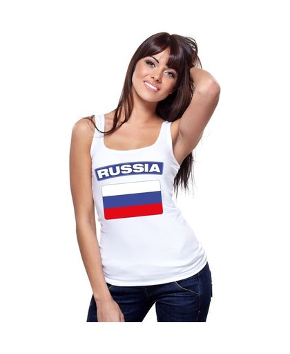 Singlet shirt/ tanktop Russische vlag wit dames S Wit