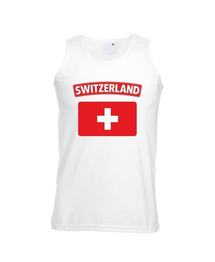 Singlet shirt/ tanktop Zwitserse vlag wit heren M Wit