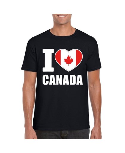 Zwart I love Canada fan shirt heren XL Zwart