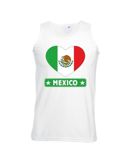 Mexico hart vlag singlet shirt/ tanktop wit heren XL Wit