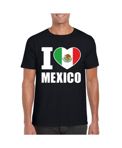 Zwart I love Mexico fan shirt heren M Zwart