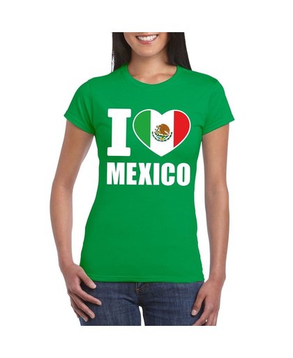 Groen I love Mexico fan shirt dames M Groen