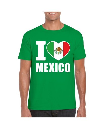 Groen I love Mexico fan shirt heren S Groen