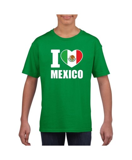 Groen I love Mexico fan shirt kinderen XS (110-116) Groen