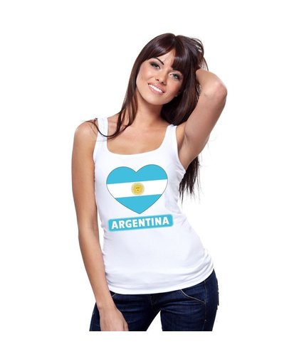 Argentinie hart vlag singlet shirt/ tanktop wit dames S Wit