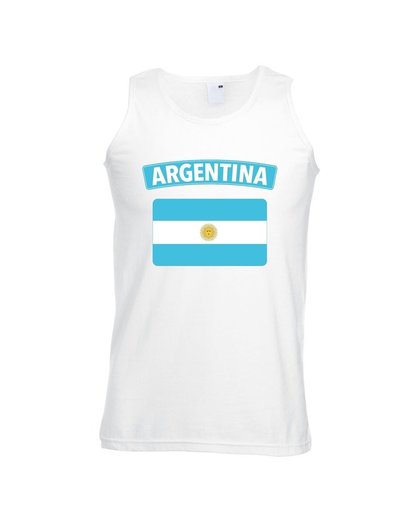 Singlet shirt/ tanktop Argentijnse vlag wit heren M Wit
