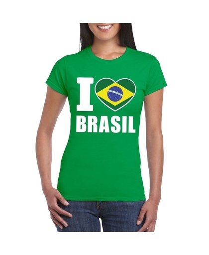 Groen I love Brazilie fan shirt dames M Groen
