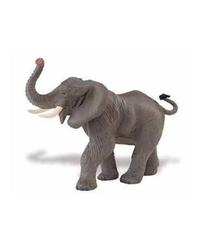Plastic afrikaanse olifant 16 cm met gestrekte slurf