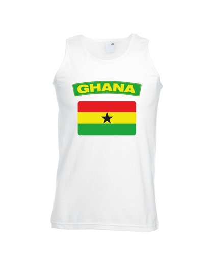 Singlet shirt/ tanktop Ghanese vlag wit heren XL Wit