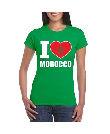 Groen I love Marokko fan shirt dames M Groen